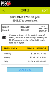 Saving App - PSECU skip coffee