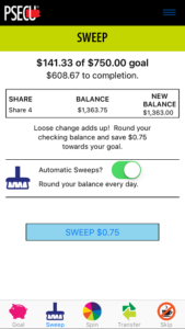 Best Saving App by PSECU - Sweep feature