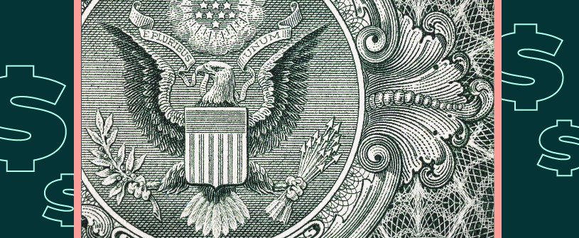 A close up of The Great Seal on a bill.